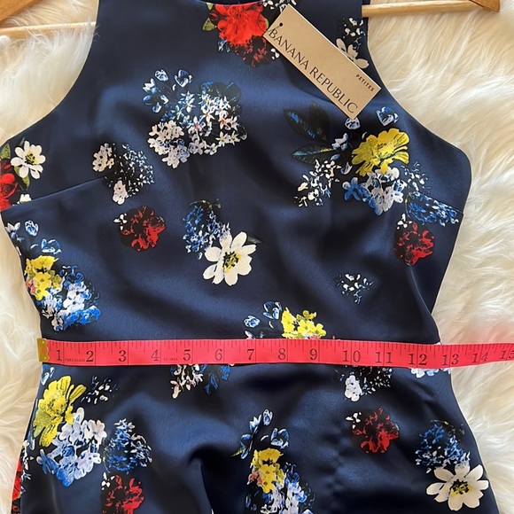 Banana Republic Navy Floral Dress Size 0 Petite - Picture 5 of 7